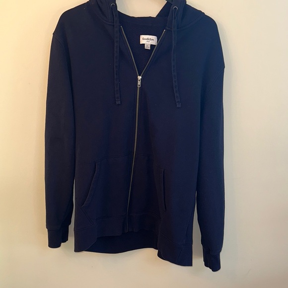 Goodfellow & Co Men’s XL Navy Zip‑Up Hoodie Fleece Lined Kangaroo Pockets - Picture 6 of 6